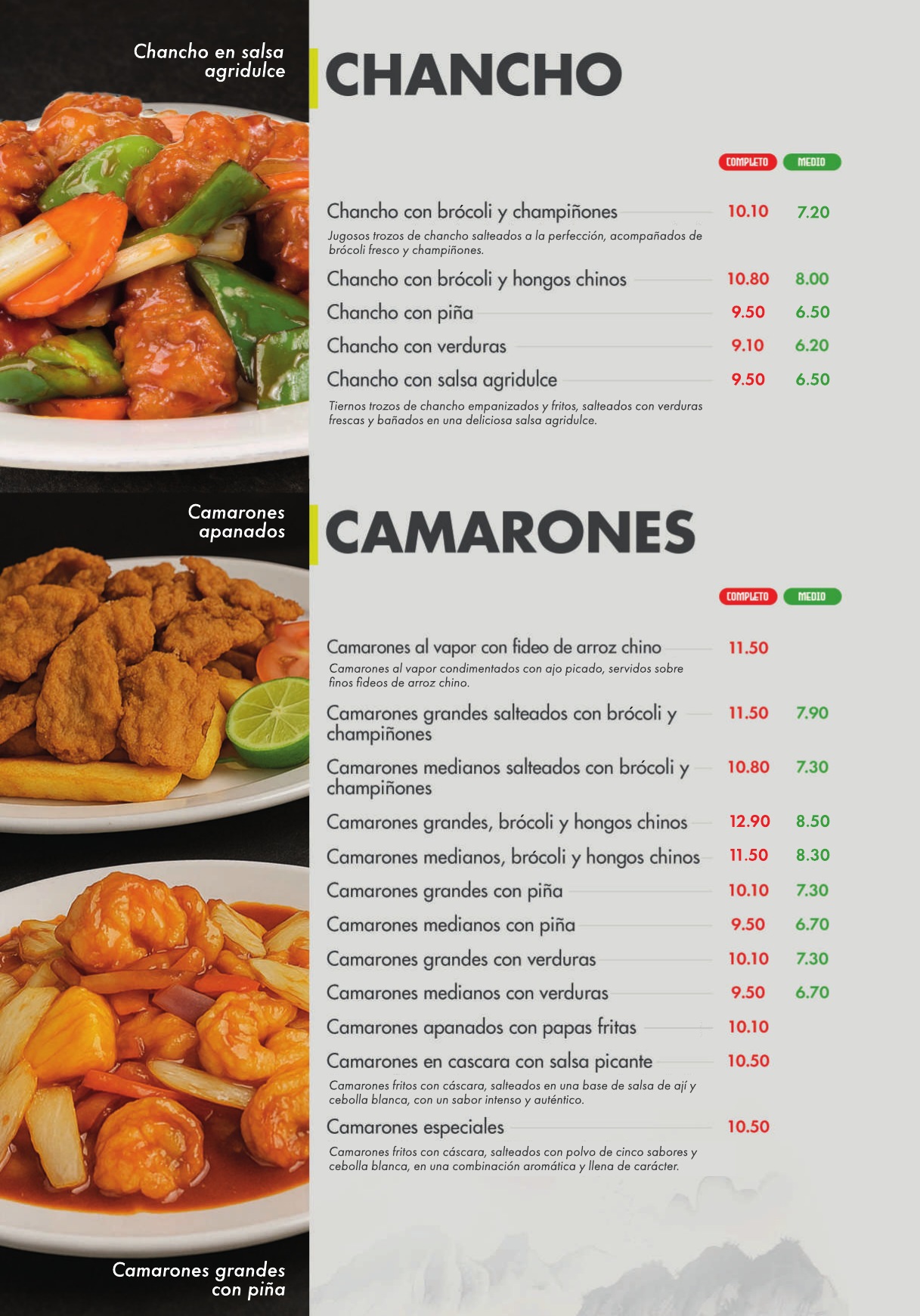 Chancho y camarones