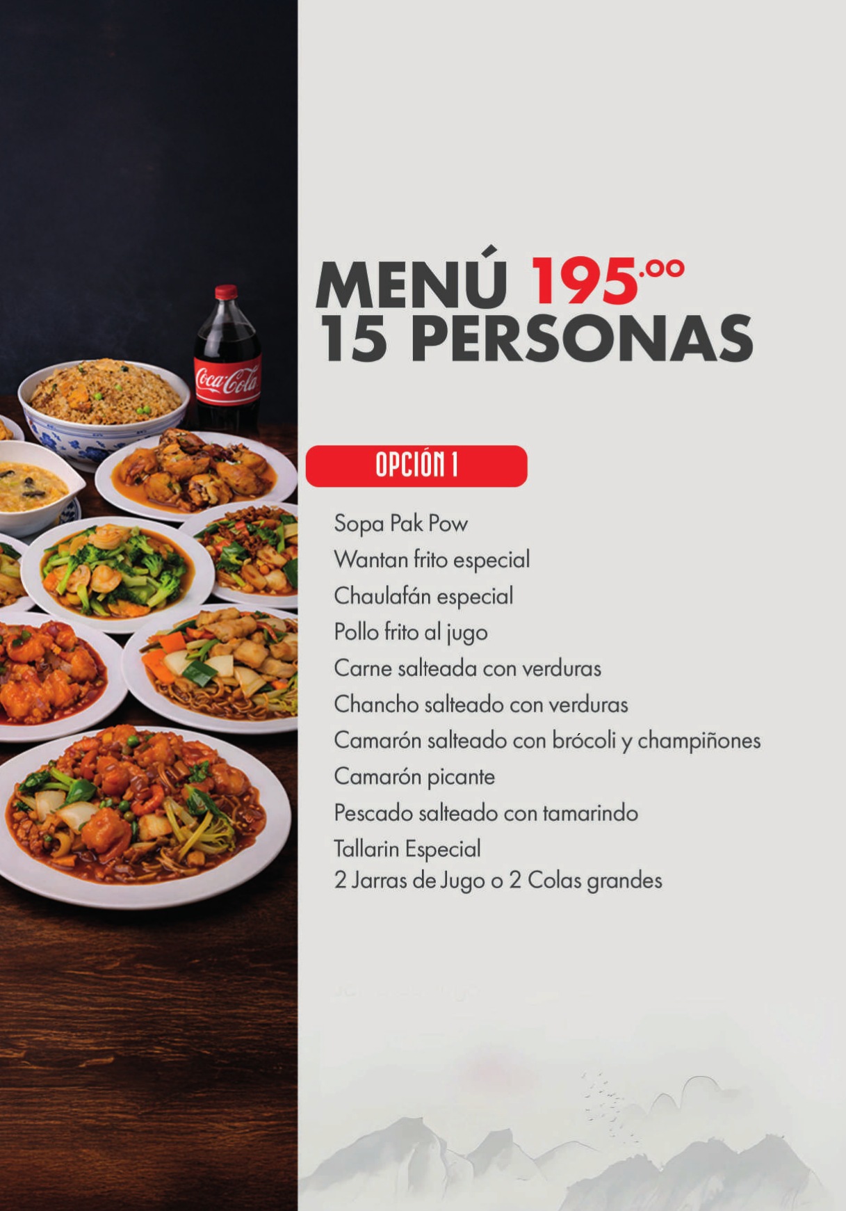 Menú para 15 personas