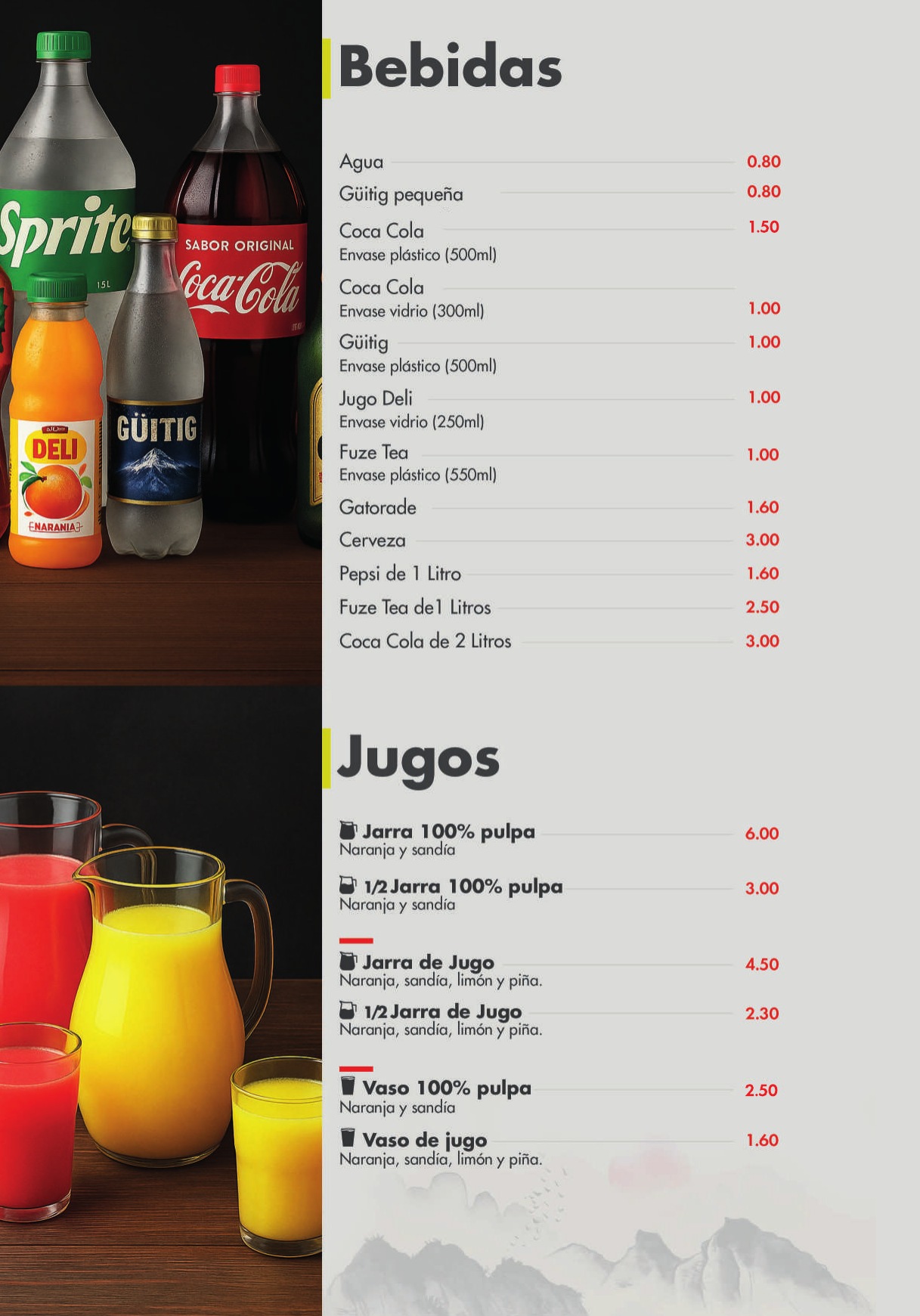 Bebidas y jugos